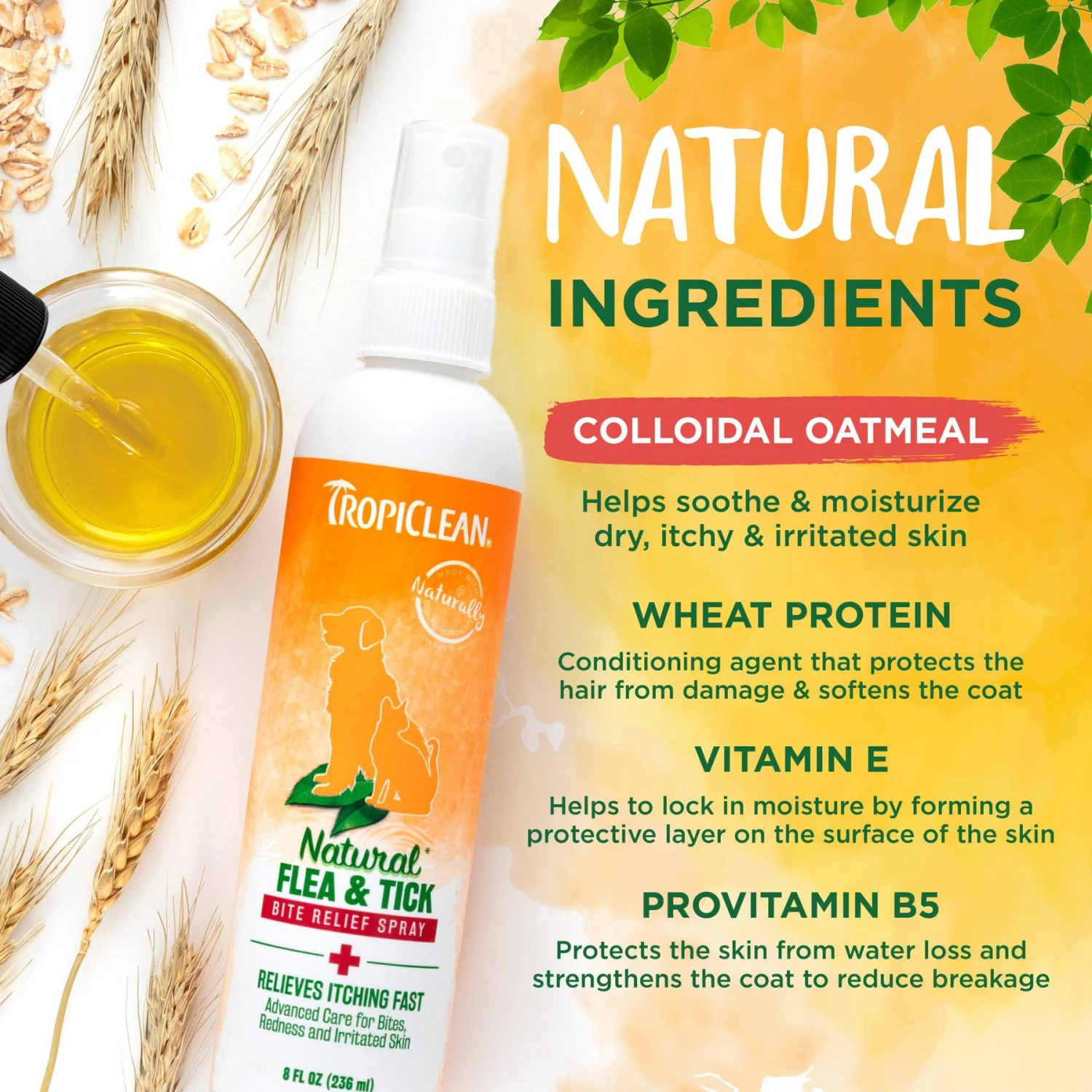 TropiClean Natural Flea & Tick Bite Relief Dog Spray, 8-oz Bottle 3 TropiClean Natural Flea & Tick Bite Relief Dog Spray, 8-oz Bottle - Image 3