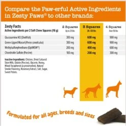 Zesty Paws Lil' Zesties Mobility Squares Chicken Flavored Soft Chews Glucosamine Hip & Joint Supplement For Dogs 13 Zesty Paws Lil' Zesties Mobility Squares Chicken Flavored Soft Chews Glucosamine Hip & Joint Supplement For Dogs -Pet Wellness 249406 PT4. AC SS1800 V1696960852