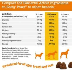Zesty Paws Cardio Bites Salmon Flavored Soft Chews Heart Supplement For Dogs -Pet Wellness 249417 PT4. AC SS1800 V1696961568