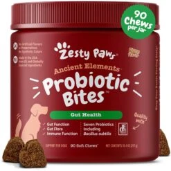 Zesty Paws Ancient Elements Probiotic Bites Bison Flavored Soft Chews Digestive Supplement For Dogs