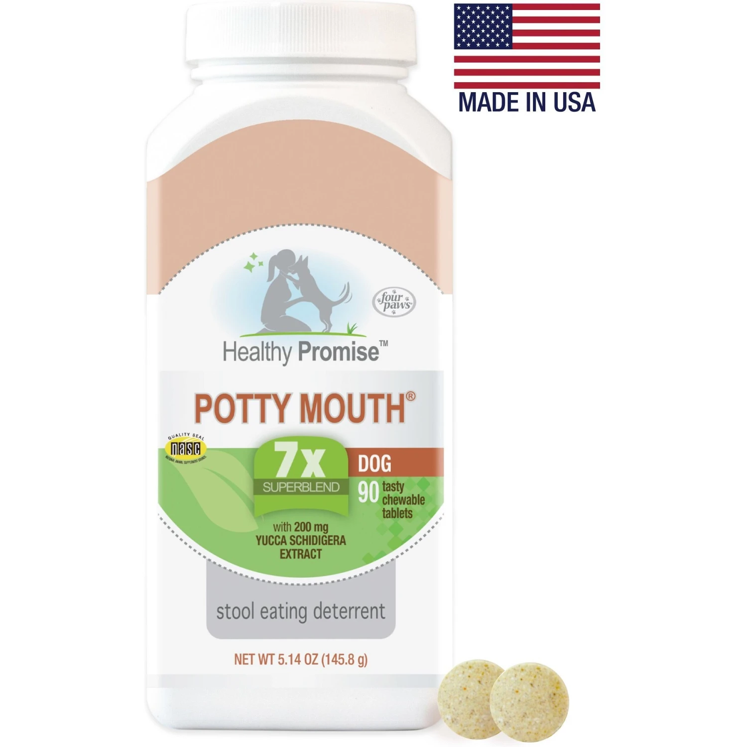 Four Paws Healthy Promise Potty Mouth Tablets Coprophagia Dog Stool Eating Deterrent, 90 Count 3 Four Paws Healthy Promise Potty Mouth Tablets Coprophagia Dog Stool Eating Deterrent, 90 Count - Image 3