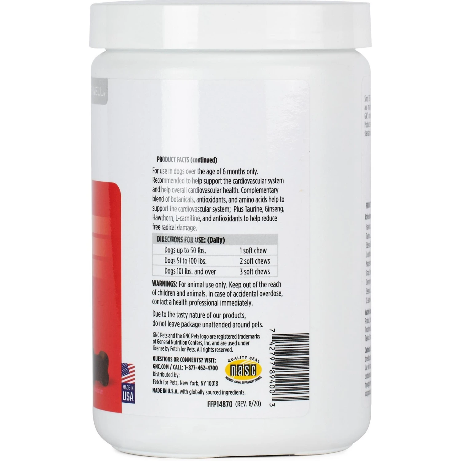 GNC Pets Advanced Cardio Chicken Flavor Soft Chews Dog Supplement, 90 Count 3 GNC Pets Advanced Cardio Chicken Flavor Soft Chews Dog Supplement, 90 Count - Image 3