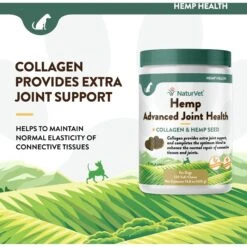 NaturVet Hemp Advanced Joint Health Glucosamine, Chondroitin & MSM Plus Collagen, Extra Joint Support Dog Supplement -Pet Wellness 252054 PT2. AC SS1800 V1698694409