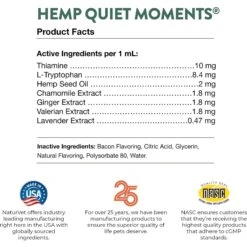 NaturVet Hemp Quiet Moments Liquid Calming Supplement For Cats & Dogs -Pet Wellness 252056 PT7. AC SS1800 V1698692501