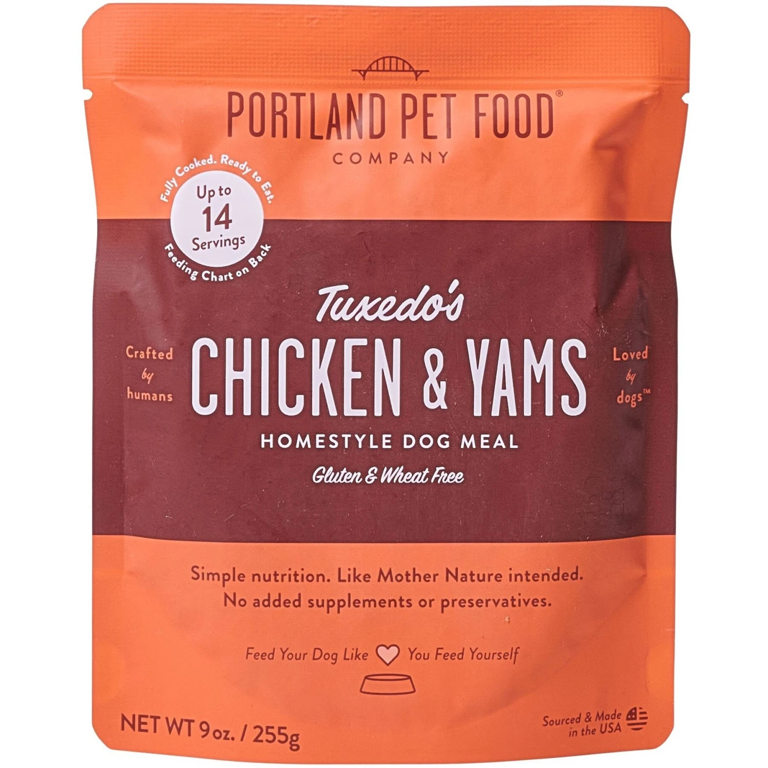 Portland Pet Food Company Tuxedo's Chicken & Yams Homestyle Wet Dog Food Topper, 9-oz Pouch, Case Of 4 1 Portland Pet Food Company Tuxedo's Chicken & Yams Homestyle Wet Dog Food Topper, 9-oz Pouch, Case Of 4