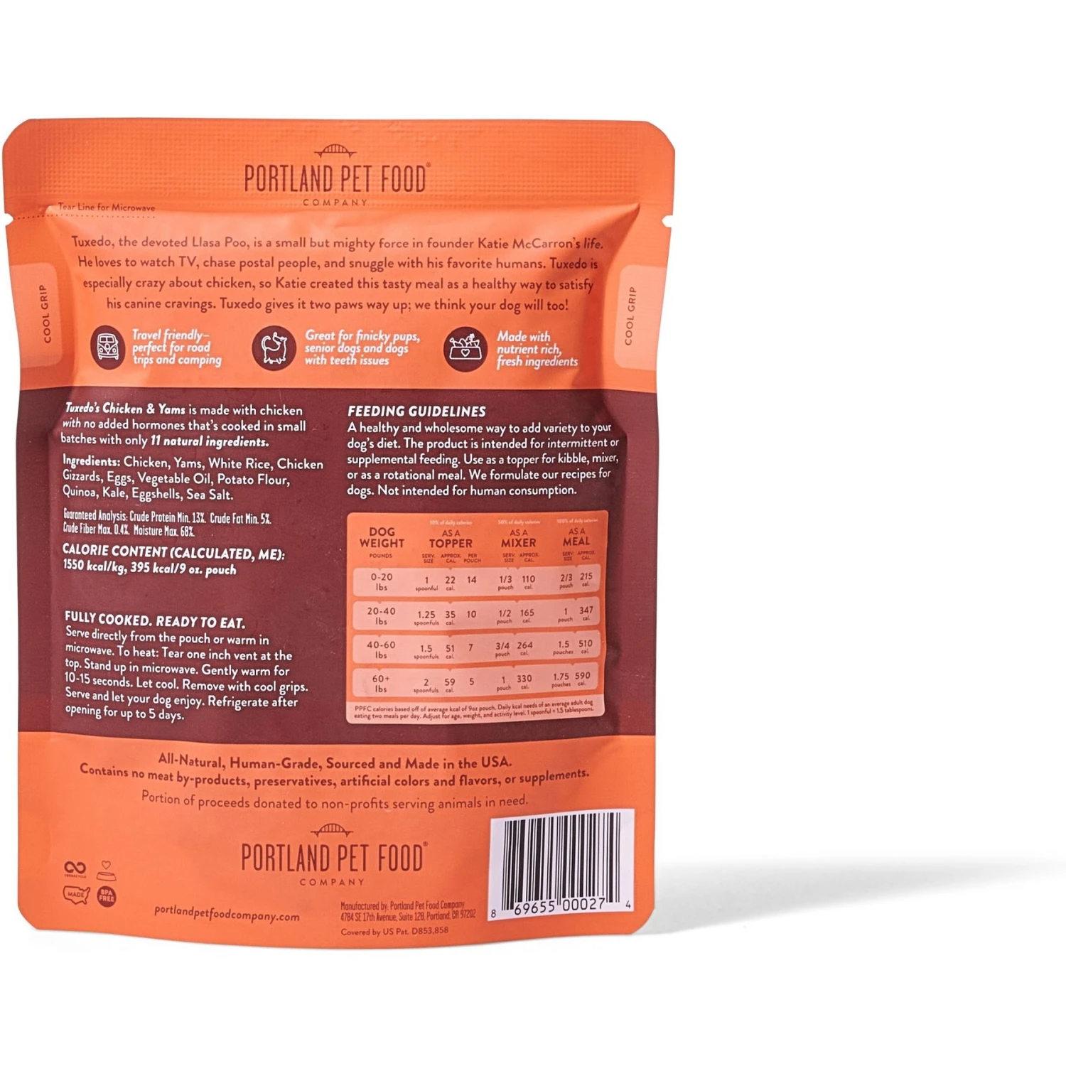 Portland Pet Food Company Tuxedo's Chicken & Yams Homestyle Wet Dog Food Topper, 9-oz Pouch, Case Of 4 2 Portland Pet Food Company Tuxedo's Chicken & Yams Homestyle Wet Dog Food Topper, 9-oz Pouch, Case Of 4 - Image 2