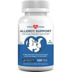 Coco And Luna Allergy Relief Immune System Health Bacon & Liver Flavor Chewable Tablets Dog Supplement, 120 Count