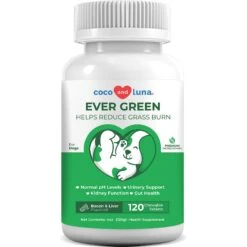 Coco And Luna Ever Green No Grass Burn Bacon & Liver Flavor Chewable Tablets Dog Supplement, 120 Count