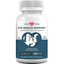 Coco And Luna Eye Health Support Bacon & Liver Flavor Chewable Tablets Dog Supplement, 120 Count