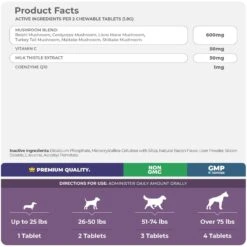 Coco And Luna Mushroom Complex Immune System Support Bacon & Liver Flavor Chewable Tablets Dog Supplement, 120 Count -Pet Wellness 253107 PT4. AC SS1800 V1650301621