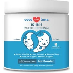 Coco And Luna Multivitamin 10-In-1 Salmon Flavor Powder Dog & Cat Supplement, 4-oz Jar