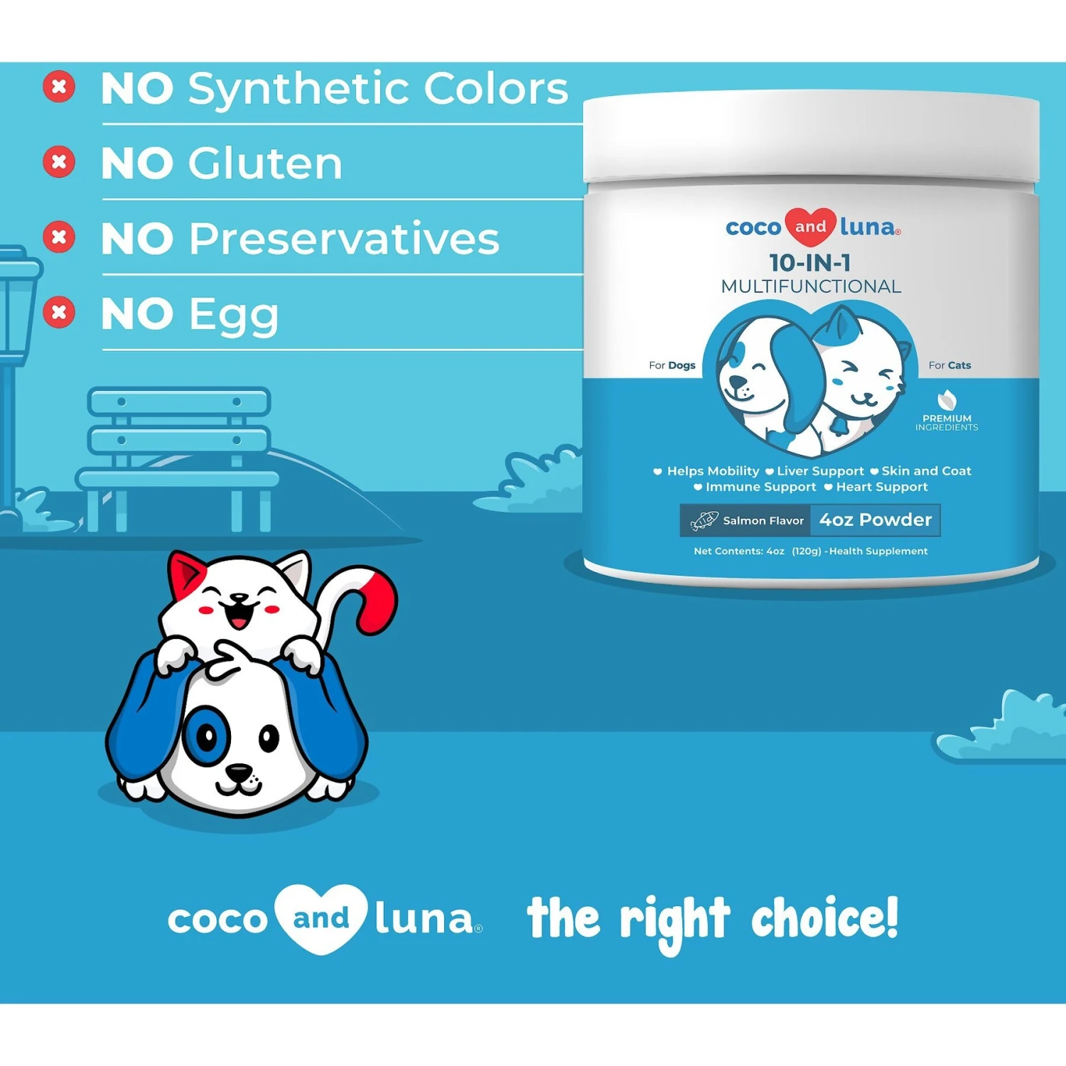 Coco And Luna Multivitamin 10-In-1 Salmon Flavor Powder Dog & Cat Supplement, 4-oz Jar 5 Coco And Luna Multivitamin 10-In-1 Salmon Flavor Powder Dog & Cat Supplement, 4-oz Jar - Image 5
