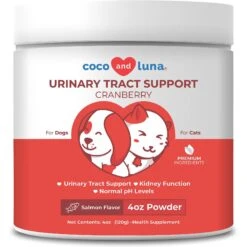 Coco And Luna Urinary Tract Support Cranberry Salmon Flavor Powder Dog & Cat Supplement, 4-oz Jar