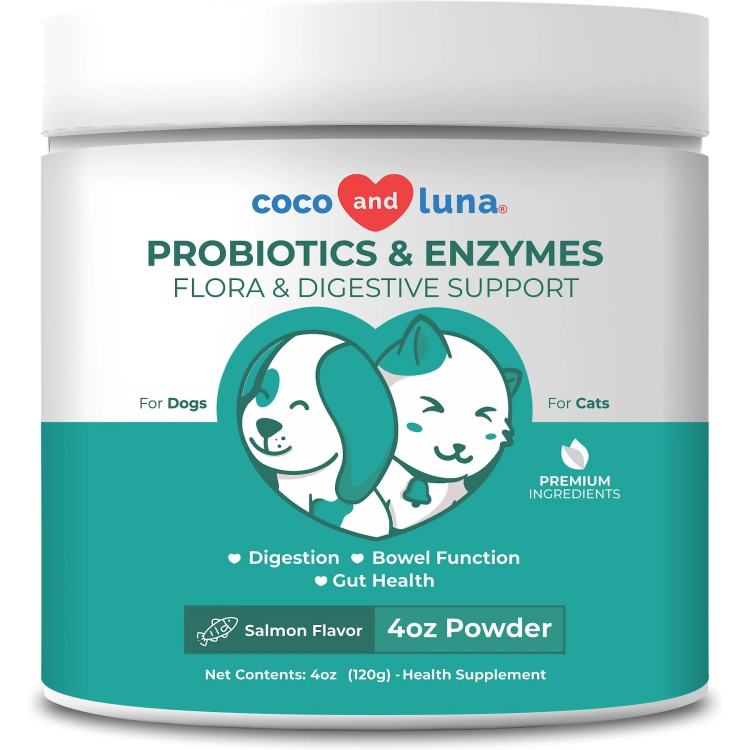Coco And Luna Probiotics & Enzymes Flora & Digestive Support Salmon Flavor Powder Dog & Cat Supplement, 4-oz Jar 1 Coco And Luna Probiotics & Enzymes Flora & Digestive Support Salmon Flavor Powder Dog & Cat Supplement, 4-oz Jar