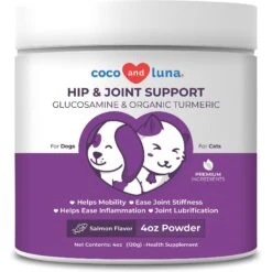 Coco And Luna Hip & Joint Support Salmon Flavor Powder Dog & Cat Supplement, 4-oz Jar
