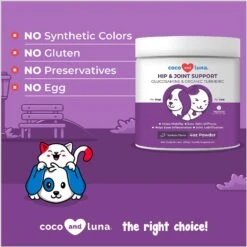 Coco And Luna Hip & Joint Support Salmon Flavor Powder Dog & Cat Supplement, 4-oz Jar -Pet Wellness 253119 PT4. AC SS1800 V1650301591