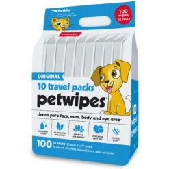 Petkin Original Travel Pack Vanilla Scented Dog & Cat Wipes, 100 Count
