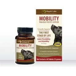 Wapiti Labs Mobility Elk Velvet Antler Tablets Dog Supplement, 60 Count