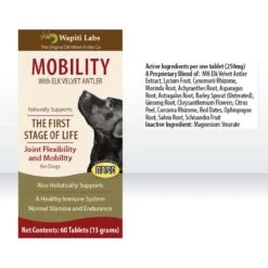 Wapiti Labs Mobility Elk Velvet Antler Tablets Dog Supplement, 60 Count 10 Wapiti Labs Mobility Elk Velvet Antler Tablets Dog Supplement, 60 Count -Pet Wellness 258732 PT3. AC SS1800 V1604445418