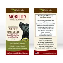 Wapiti Labs Mobility Elk Velvet Antler Tablets Dog Supplement, 60 Count 11 Wapiti Labs Mobility Elk Velvet Antler Tablets Dog Supplement, 60 Count -Pet Wellness 258732 PT4. AC SS1800 V1604445131