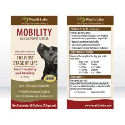 Wapiti Labs Mobility Elk Velvet Antler Tablets Dog Supplement, 60 Count 12 Wapiti Labs Mobility Elk Velvet Antler Tablets Dog Supplement, 60 Count -Pet Wellness 258732 PT5. AC SS1800 V1604446360