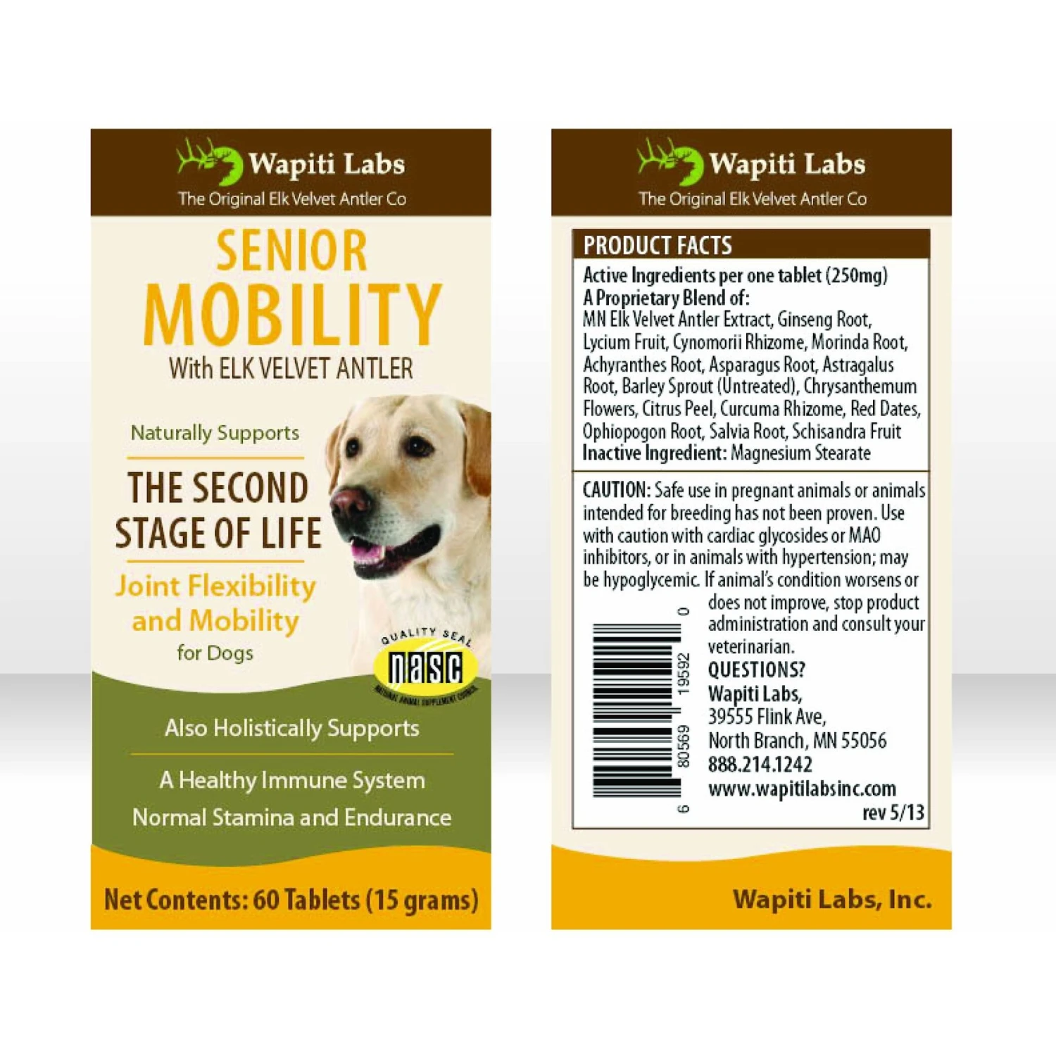 Wapiti Labs Senior Mobility Elk Velvet Antler Tablets Dog Supplement, 60 Count 2 Wapiti Labs Senior Mobility Elk Velvet Antler Tablets Dog Supplement, 60 Count - Image 2