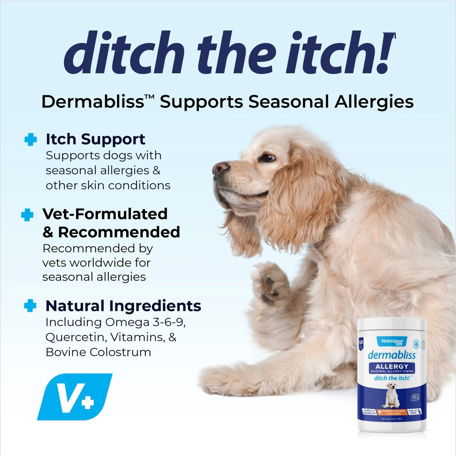 Vetnique Labs Dermabliss Allergy & Immune Salmon Flavored Seasonal Allergy & Fish Oil Soft Chew Supplement For Dogs 3 Vetnique Labs Dermabliss Allergy & Immune Salmon Flavored Seasonal Allergy & Fish Oil Soft Chew Supplement For Dogs - Image 3