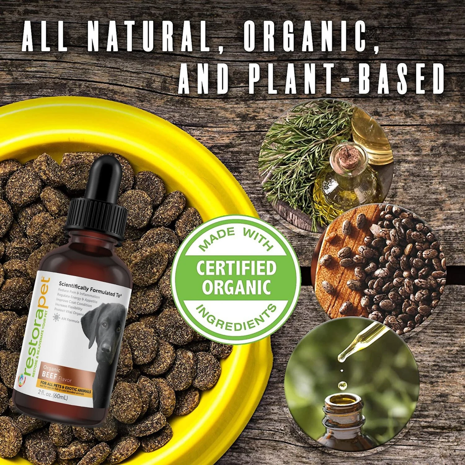 RestoraPet Daily Supplement Organic Beef Flavor Dog & Cat Supplement, 2-oz Bottle 3 RestoraPet Daily Supplement Organic Beef Flavor Dog & Cat Supplement, 2-oz Bottle - Image 3