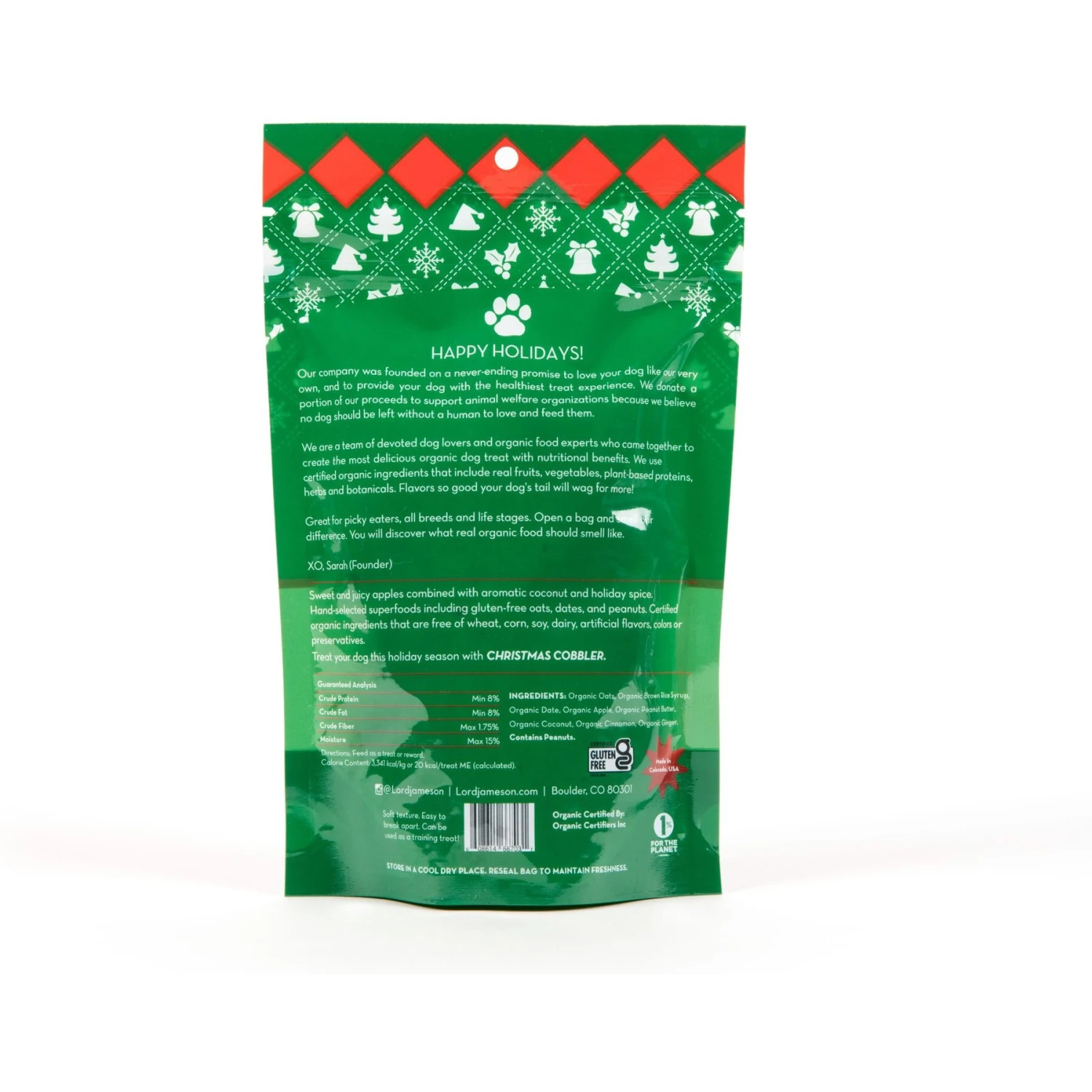 Lord Jameson Christmas Cobbler Soft & Chewy Vegan Dog Treats, 6-oz Bag 2 Lord Jameson Christmas Cobbler Soft & Chewy Vegan Dog Treats, 6-oz Bag - Image 2