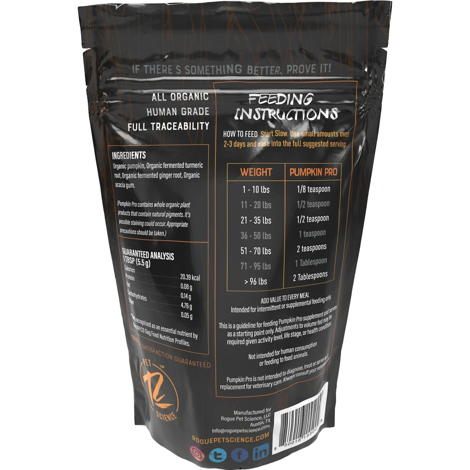 Rogue Pet Science Pumpkin Pro Gut Support Dog & Cat Supplement, 5.25-oz Bag 2 Rogue Pet Science Pumpkin Pro Gut Support Dog & Cat Supplement, 5.25-oz Bag - Image 2
