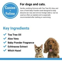 VetClassics Tea Tree Oil Dog & Cat Ear Wash, 4-oz Bottle -Pet Wellness 262758 PT6. AC SS1800 V1614358303