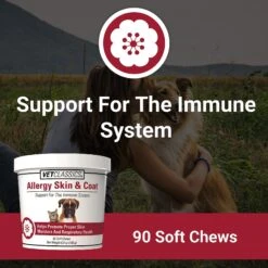 VetClassics Allergy Skin & Coat Soft Chews Dog & Cat Supplement, 90 Count 11 VetClassics Allergy Skin & Coat Soft Chews Dog & Cat Supplement, 90 Count -Pet Wellness 262768 PT3. AC SS1800 V1614358617