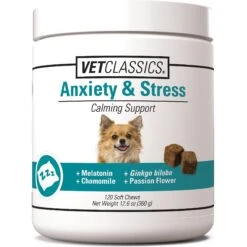 VetClassics Anxiety & Stress Calming Support Soft Chews Dog Supplement, 120 Count