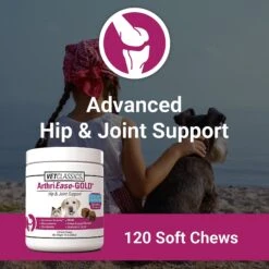 VetClassics ArthriEase GOLD Hip & Joint Support Dog & Cat Supplement, 120 Count -Pet Wellness 262772 PT3. AC SS1800 V1614358293