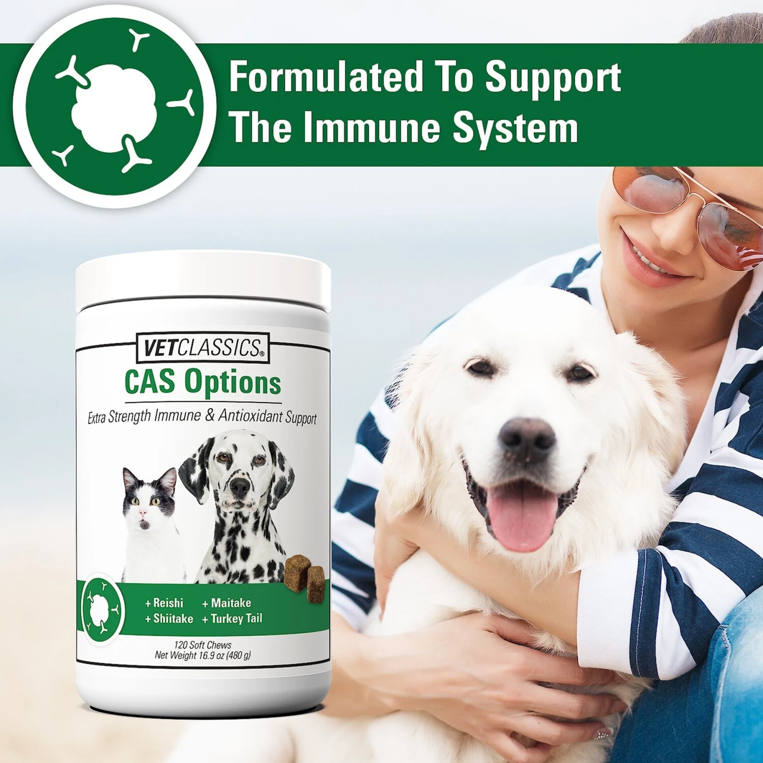 VetClassics CAS Options Extra Strength Immune & Antioxidant Support Dog & Cat Supplement 3 VetClassics CAS Options Extra Strength Immune & Antioxidant Support Dog & Cat Supplement - Image 3