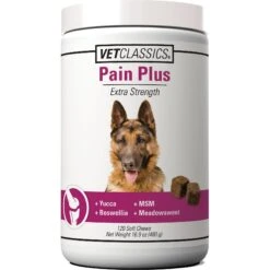 VetClassics Pain Plus Extra Strength Soft Chews Dog Supplement, 120 Count