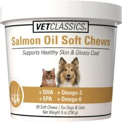 VetClassics Salmon Oil Soft Chews Dog & Cat Supplement, 90 Count