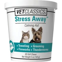 VetClassics Stress Away Calming Aid Soft Chews Dog & Cat Supplement, 65 Count