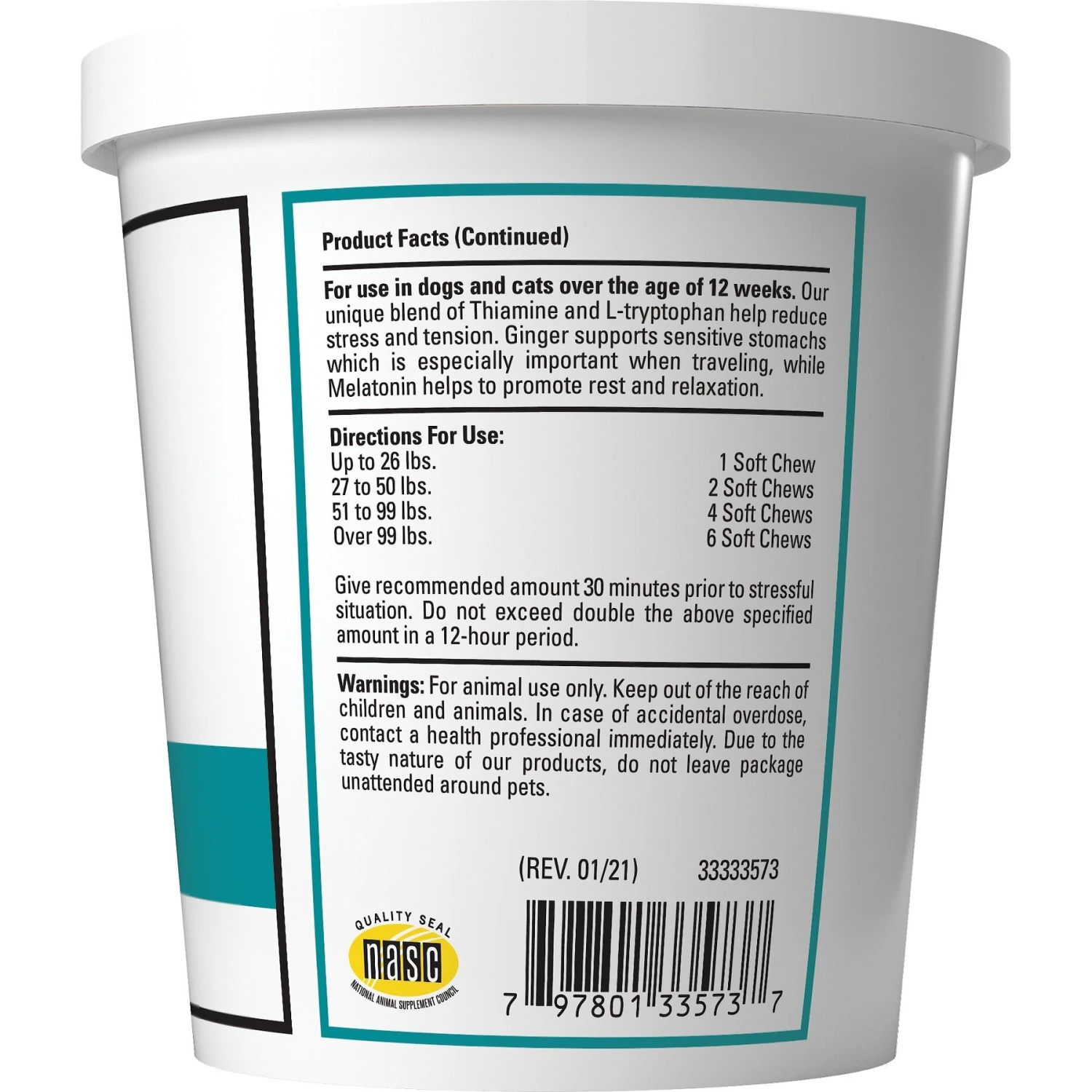 VetClassics Stress Away Calming Aid Soft Chews Dog & Cat Supplement, 65 Count 2 VetClassics Stress Away Calming Aid Soft Chews Dog & Cat Supplement, 65 Count - Image 2