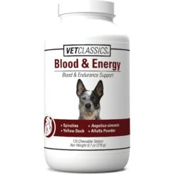 VetClassics Blood & Energy Blood & Endurance Support Chewable Tablets Dog Supplement, 120 Count