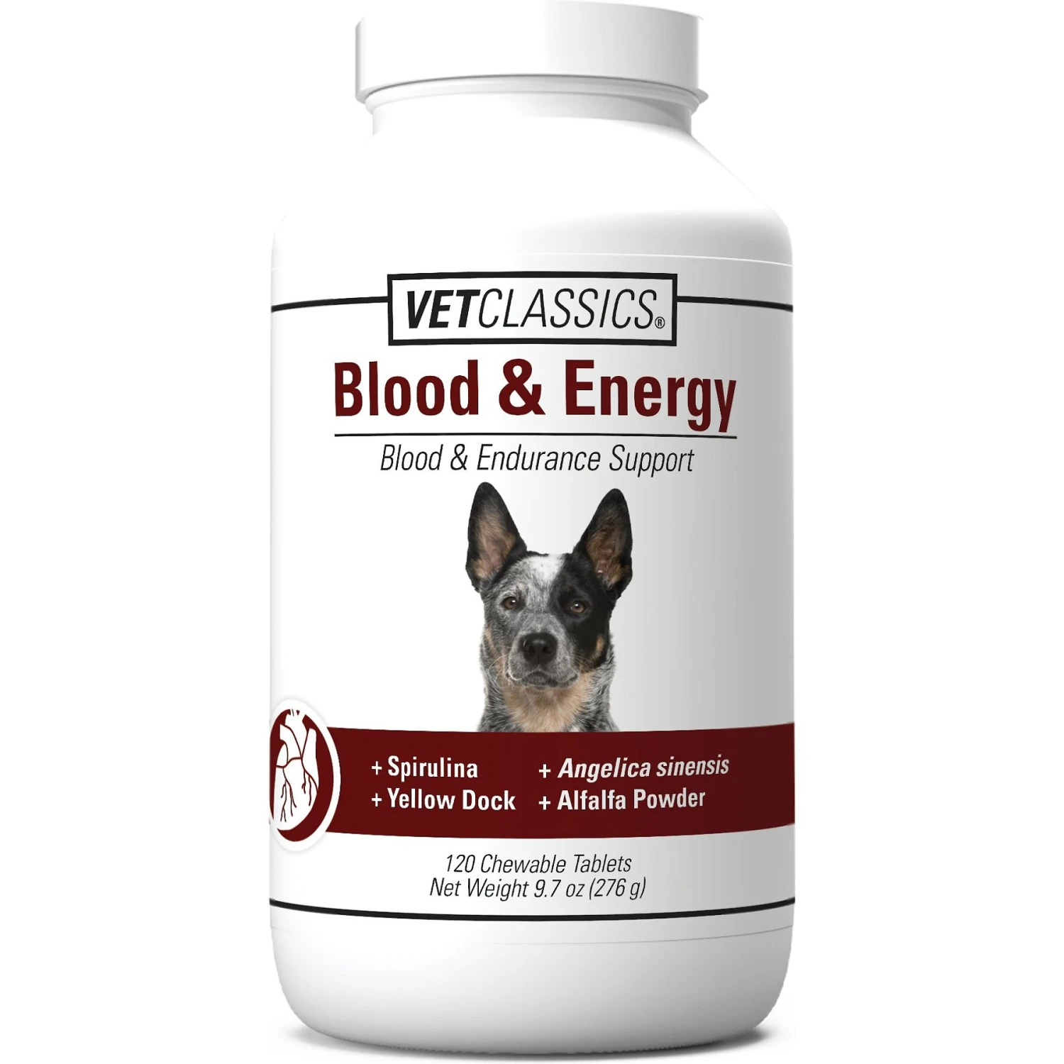 VetClassics Blood & Energy Blood & Endurance Support Chewable Tablets Dog Supplement, 120 Count 1 VetClassics Blood & Energy Blood & Endurance Support Chewable Tablets Dog Supplement, 120 Count
