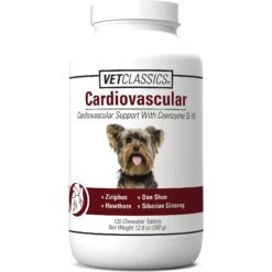 VetClassics Cardiovascular Support With Coenzyme Q-10 Chewable Tablets Dog Supplement, 120 Count