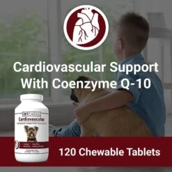 VetClassics Cardiovascular Support With Coenzyme Q-10 Chewable Tablets Dog Supplement, 120 Count -Pet Wellness 262815 PT3. AC SS1800 V1614353181