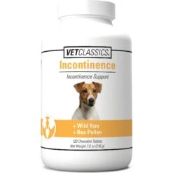 VetClassics Incontinence Support Chewable Tablets Dog Supplement, 120 Count
