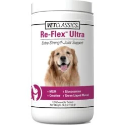 VetClassics Re-Flex Ultra Extra Strength Joint Support Chewable Tablets Dog Supplement, 120 Count