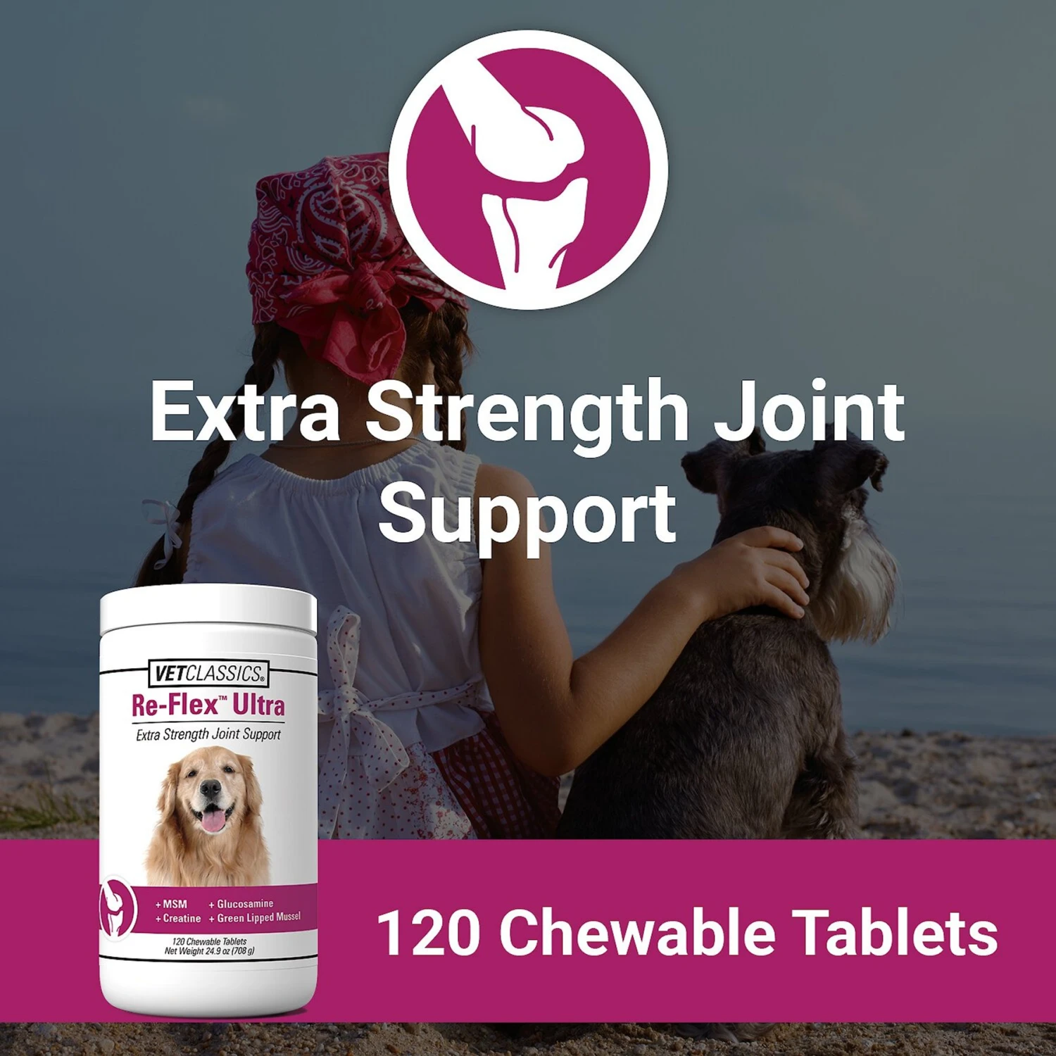 VetClassics Re-Flex Ultra Extra Strength Joint Support Chewable Tablets Dog Supplement, 120 Count 4 VetClassics Re-Flex Ultra Extra Strength Joint Support Chewable Tablets Dog Supplement, 120 Count - Image 4