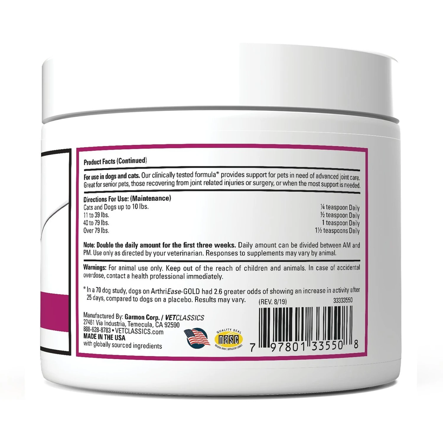VetClassics ArthriEase-GOLD Hip & Joint Support Powder Dog & Cat Supplement 2 VetClassics ArthriEase-GOLD Hip & Joint Support Powder Dog & Cat Supplement - Image 2