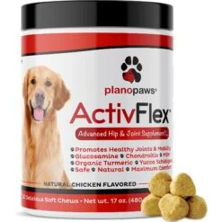 Plano Paws ActivTreats Advanced Hip & Joint Natural Chicken Flavor Soft Chews Dog Supplement, 120 Count
