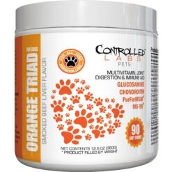 Controlled Labs Pets Orange TRIad Multivitamin Joint, Digestion & Immune Aid Smoked Beef Liver Flavor Soft Chews Dog Supplement, 90 Count