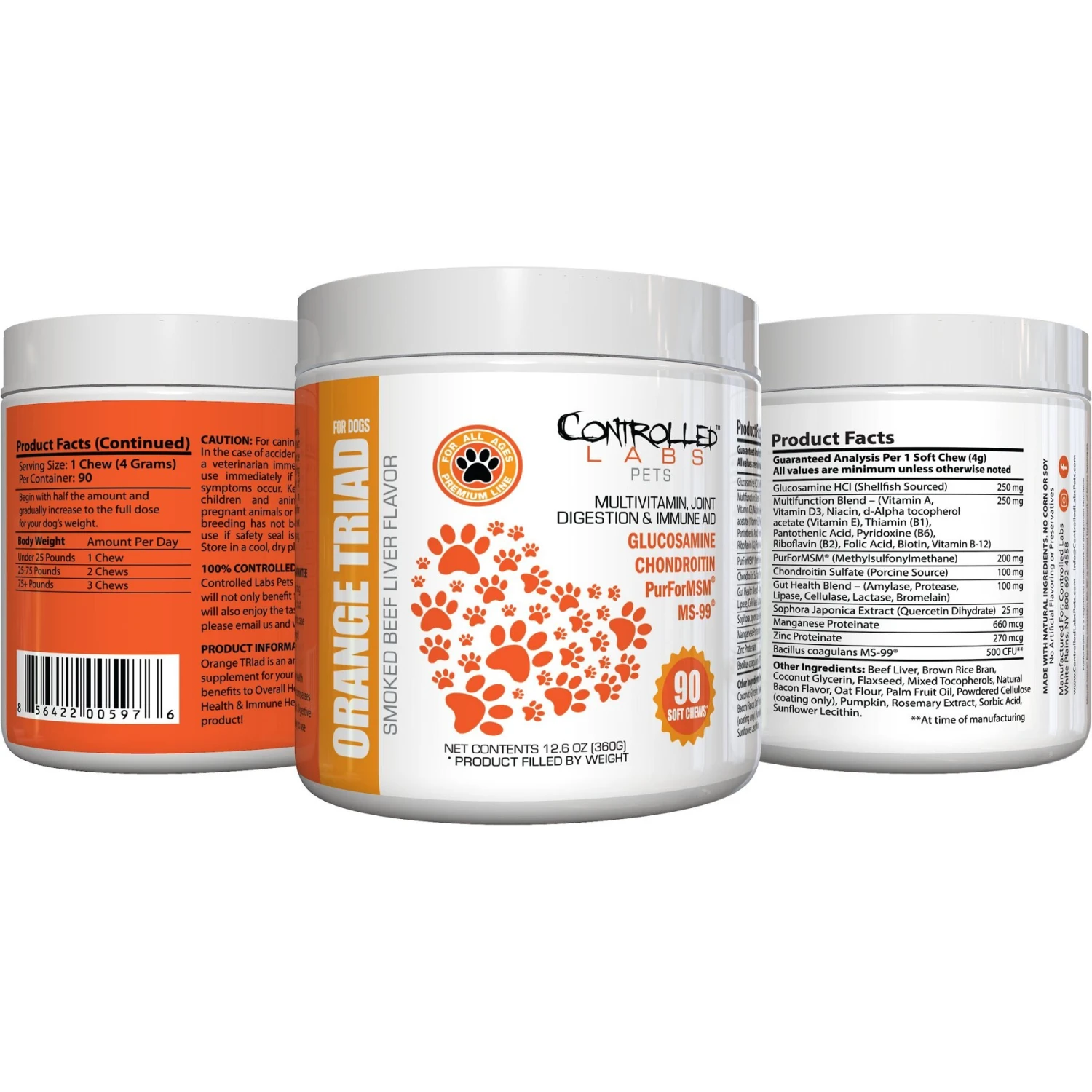 Controlled Labs Pets Orange TRIad Multivitamin Joint, Digestion & Immune Aid Smoked Beef Liver Flavor Soft Chews Dog Supplement, 90 Count 2 Controlled Labs Pets Orange TRIad Multivitamin Joint, Digestion & Immune Aid Smoked Beef Liver Flavor Soft Chews Dog Supplement, 90 Count - Image 2